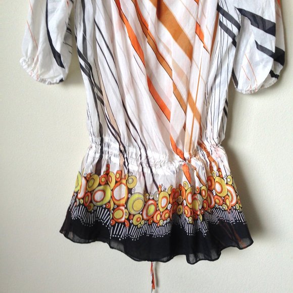 LAPIS-Silk Off the Shoulder Drop Tie Waist Top - Picture 4 of 12